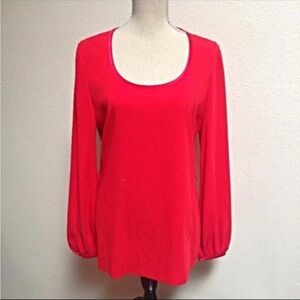 NWT $295 Dana Buchman Long Sleeved True Red Blouse - Sz 10